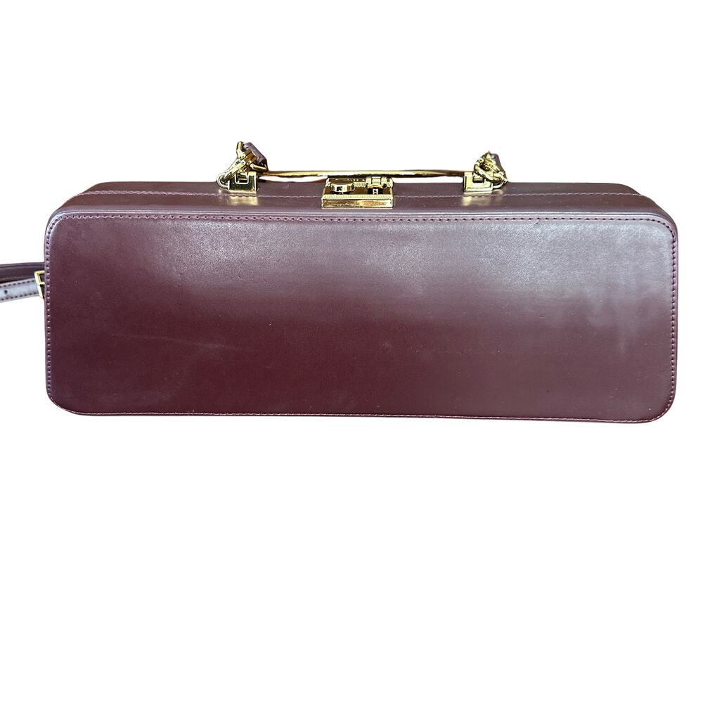 Charles & Keith Burgundy Structured East West Clasp Crossbody Bag